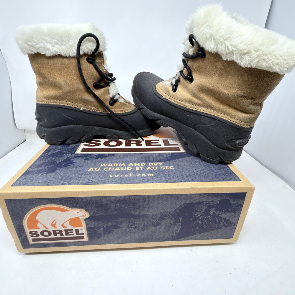 Sorel Snow Angel Lace‎ Winter Boots Womens 7 Tan Suede Waterproof NL1810-233